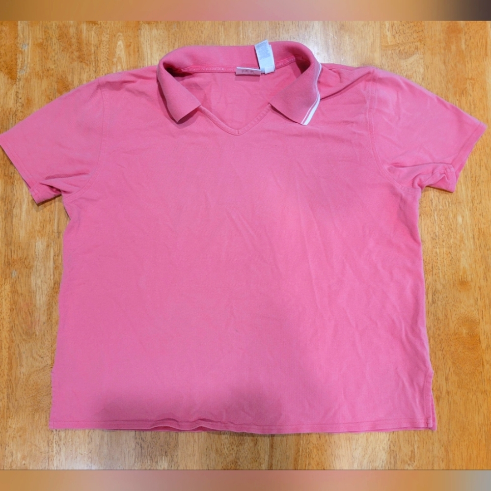 Villager Sport Liz Claiborne pink polo top shirt